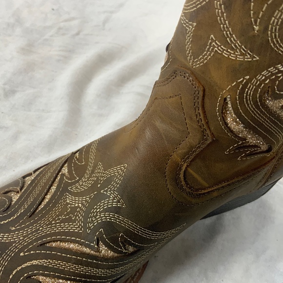 Ariat Youth Round Up Bliss Western Boots — Size 4 — Tan & Gold Glitter — New Wit - Picture 5 of 5